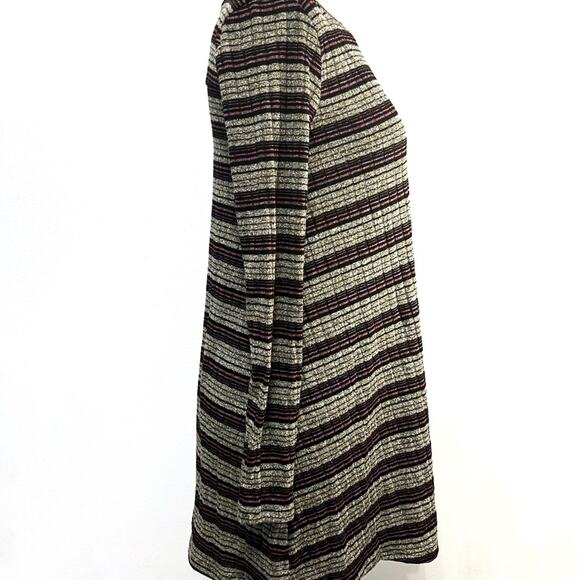 BCBGeneration Ribbed Stripe Long Sleeve Lurex Shimmer Shift Dress Small - Picture 4 of 7